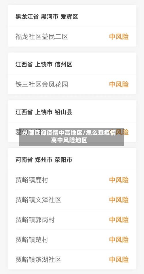 从哪查询疫情中高地区/怎么查疫情高中风险地区