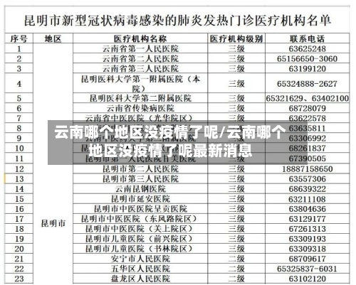 云南哪个地区没疫情了呢/云南哪个地区没疫情了呢最新消息-第3张图片