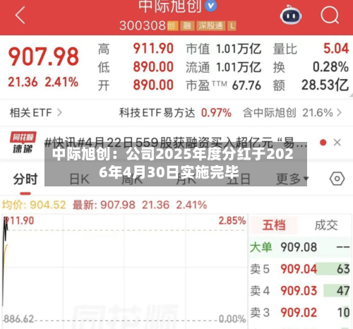 中际旭创：公司2025年度分红于2026年4月30日实施完毕-第2张图片